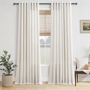 Natural Cream Linen Curtains 120 Inch Length 2 Panels for Living Room Bedroom, Light Filtering Sheer Curtains 120 Inches, Modern Farmhouse Grommet Semi Sheer Soft Privacy Drapes, 50x120