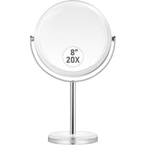 MIYADIVA 20X Magnifying Makeup Mirror,Double Sided 1X & 20X Magnifying Mirror with Stand,Tabletop Magnified Vanity Mirror with 360Rotation for Bathroom or Bedroom 7.8 Inch