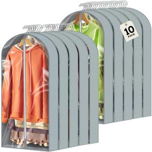 10 Pcs 40" Garment Bags for Hanging Clothes, Clear Suit Bags for Closet Storage Clothing Storage, Garment Bags Shoulder Covers with 4" Gussets for Coats, Jackets, Shirts and Sweater