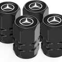 for Mercedes Benz Valve Stem Caps, Alloy Car Tire Valve Caps Compatible with Mercedes Benz C E S M Serie CLK GLK GL AB AMG GLS GLE AMG, Black