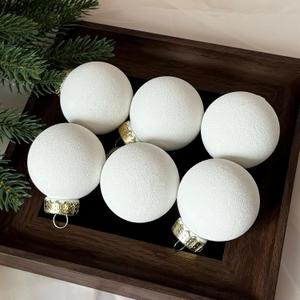 Emopeak 2.36 Inch Matte Christmas Balls for Christmas Tree, Water-Based Art Paint Xmas Balls Ornaments with Matte Frosted Texture, Shatterproof Yule Decor for Indoor Chrimbo Party White