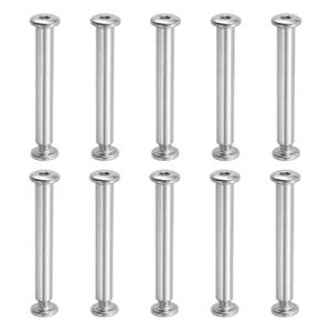 PATIKIL Hex Chicago Screws, 10 Set Binding Screw Posts M6 x 55 mm Connecting Hex Drive Socket Cap Bolt Nuts for Scrapbook Leather Belt Album Photo Furniture Repair, Silver