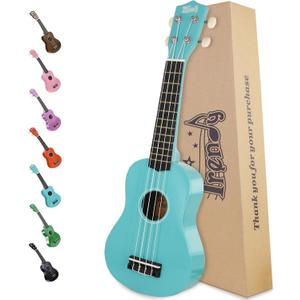 Trendy Soprano Saint Patrick's Day Ukulele for Beginners 21 Inch Hawaiian Wood Ukuleles for Adult Student Starter Four Strings Guitar (Light Blue)