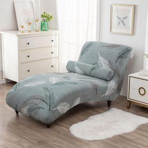 Printed Armless Chaise Lounge Indoor Slipcover Stretch Chair Covers for Living Room Bedroom Stretch Armless Lounge Chaise Slipcover (D)