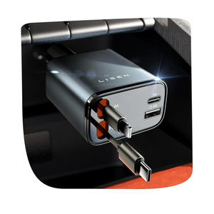 LISEN Retractable Car Charger, for Gifts for Him Her, Cars Adapter USB C Fast Charger, Car Accessories Gadgets for Men Women Travel Essentials Gift for iPhone 17 Pro Max 16 15 14 13 12, Samsung S26