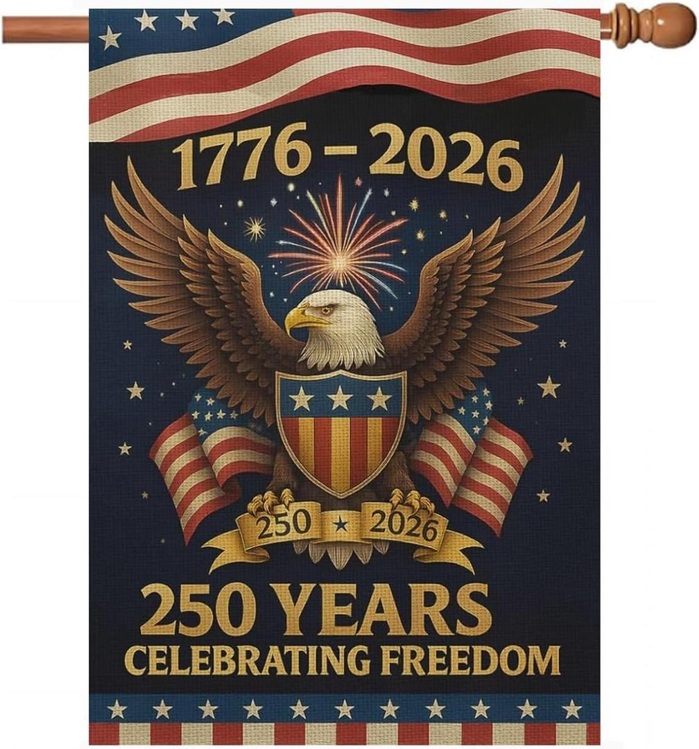 250 Anniversary Usa Garden Flags for Outside, 250 Anniversary USA Flag 1776-2026 Commemorative Patriotic Yard Sign Outdoor Banner Yard Sign 4th of July Decorations Double Sided Waterproof 250 Year American Flag 28x40 Inch
