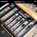 madesmart Expandable Silverware Tray, 8 Compartment Silverware Organizer for Forks, Knives & Spoons, Non Slip, Soft Grip Base, Expands to Fit Most Drawers, Carbon