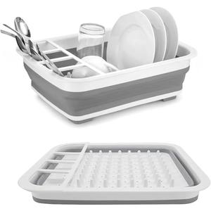 Sipobuy Collapsible Bowls, Plates, and Dishes Drainer, Portable Space-Saving Dish Rack for Kitchen, RV, Campers, and Travel Trailers