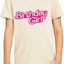 Haloumoning Birthday Girl Shirt Kids Short Sleeve Crewneck T-Shirts Tees Birthday Outfit 5-14 Years (11-12 Years, Beige)