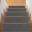 Stair Treads with Non-Slip Rubber Backing, Stair Treads for Wooden Steps, Indoor Stair Carpet Runners, Stair Rugs and Mats for Kids and Dogs, Gray, 8" x 30", 10 Pieces