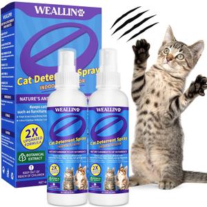 Keep Away Cat Deterrent Spray-2 Pack(8.12 Oz), Natural Cat Repellent Spray Safe Indoor & Outdoor Deterrent for Furniture Protection, Effective Anti-Scratch Training Aid