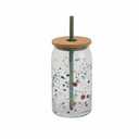 Multi-function Glass Cup with Lid Transparent Juice Tumbler with Straw for Cold Beverages for Home Cafes and Parties 15.2 oz