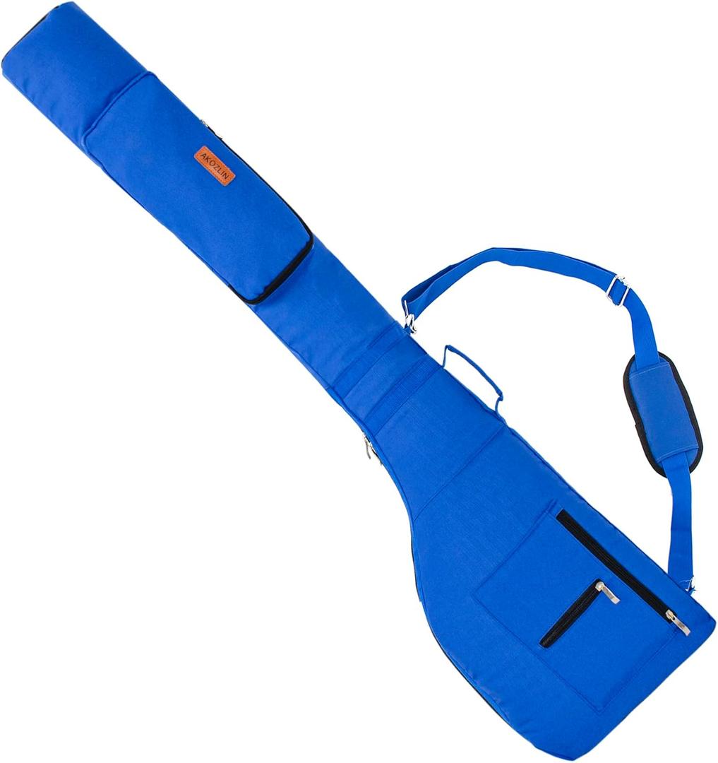 AKOZLIN Portable Golf Club Carry Bag, Foldable Small Golf Bag Holds 8-10 Clubs, Lightweight Sunday Golf Bag with Shoulder Strap for Men Women Kids Black (Blue)