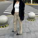 YELLOOP Leopard Print Jeans Y2k Jeans Leopard Jeans Grunge Y2k Pants Womens Baggy Jeans 2000s Leopard Pants (Brown, L)
