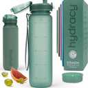 Hydracy Water Bottle with Time Marker -Large BPA Free Water Bottle & No Sweat Sleeve -Leak Proof Gym Bottle with Times to Drink - Ideal for Fitness Sports & Outdoors, 32 Ounces