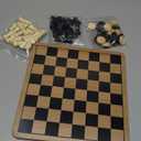 Regal Games - Reversible Wooden Board for Chess, Checkers & Tic-Tac-Toe - 24 Interlocking Wooden Checkers and 32 Standard Chess Pieces - for Age 8 to Adult for Family Fun (10.5 Inch - Reversible)