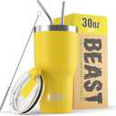 Beast 30 oz Tumbler Stainless Steel Vacuum Insulated Coffee Ice Cup Double Wall Travel Flask (Lemon)