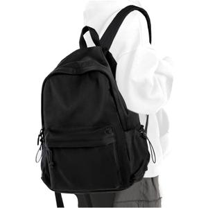 PAUBACK Black School Backpack for Girls Women Waterproof High School Book Bag Cute Backpack for Men Teens Boys, Lightweight Simple Middle School Back Pack Daypack