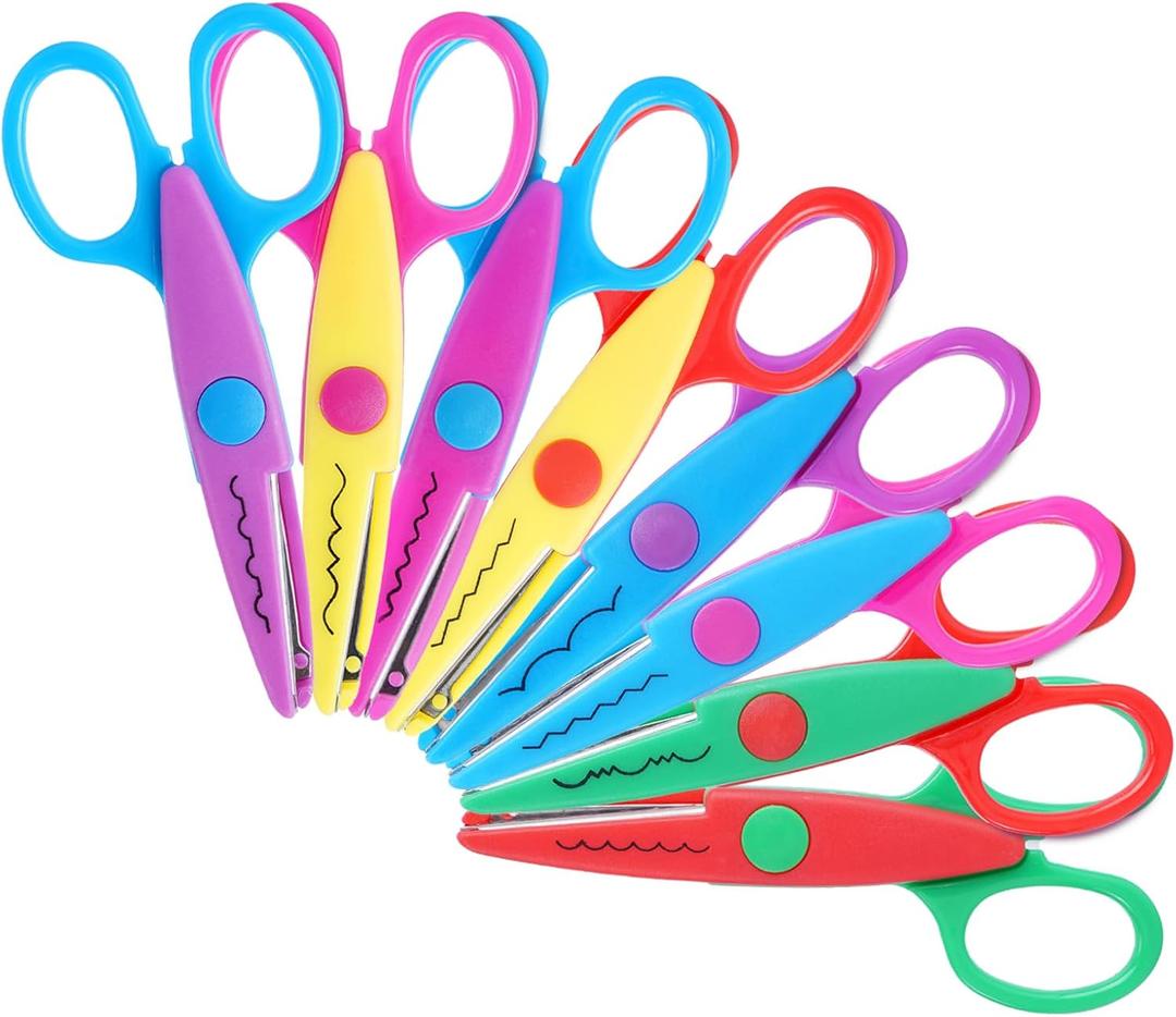 Craft Scissors - 8 Pack Decorative Edge, Zig Zag, Scrapbooking, Fancy Pattern Scissors for Crafting
