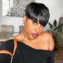 Short Pixie Cut Wigs for Black Women Short Black Pixie Wig Synthetic Short Straight Hair Wigs for Black Women Natural Black Hairut Wig None Lace Front Wig(Natural Black)