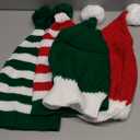 Funtery 4 Pcs Knitted Santa Elf Hat Christmas Adults Knit Beanie Hat Santa Cap Winter for Women Men