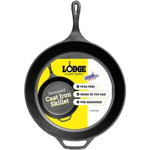 Lodge Seasoned Cast Iron Skillet 13.25 Inches - PFAS-Free, Non-Toxic Cookware - Use with an Oven, Stove, Grill, or Campfire - Naturally Non-Stick & Oven Safe