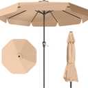 12FT Patio Umbrella Table Market Umbrella with Crank Outdoor Umbrellas Patio for Garden, Deck, Backyard, Pool and Beach, Beige