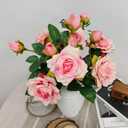 ATFL Fake Pink Roses Flowers, 6 Pcs Faux Silk Real Touch Moisturizing Artificial Pink Rose Flowers for Decoration DIY, Wedding Party, Home Office Decoration and Dining Table Centerpiece (6, Pink)
