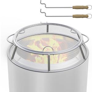 SafBbcue Fire Pit Spark Screen for Solo Stove Bonfire Shield Accessories, Stainless Steel Fire Pit Protector Mesh Screen for Solo Stove Bonfire Screen Cover, Round Spark Screen with Removal Tools