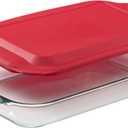 Pyrex Basics 3 QT Glass Baking Dish With Plastic Lid, Casserole Dish, Glass Food Container, Oven, Freezer And Microwave Safe, Clear Container