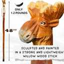Carved Walking Stick with Animal Head - Lightweight and Strong Wooden Treckking Pole & Cane for Men Women & Seniors - A Hiking Gear Sculpted in Wood