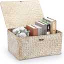 Hipiwe Wicker Woven Baskets Bin with Lid Seagrass Storage Basket, X-Large
