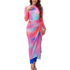 ODIZLI Muslim Swimming Suit for Women Rash Guard Long Sleeve Swimsuit Surfing Bathing Suit Wetsuit (S)