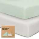 Pack and Play Sheets Fitted - 2-Pack Mini Crib Sheets for Pack N Play Mattress 38x26, Soft & Cozy, Neutral Toddler Playard Bedding, Snug Fitted Mini Baby Crib Mattress Cover Boy, Girl