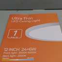 Dimmable LED Flush Mount Ceiling Light Fixture with Remote Control, 24W 2400LM, 12Inch, 2000K Warm Night Light & 3000K-6500K, Modern Super Slim Ceiling Lamp for Bedroom Kitchen, White, 1 Pack