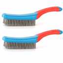 2pcs Stainless Steel Wire Brushes for Rust Removal Wire Metal Brush for Cleaning Concrete Paint Remover Grill Rust Remover with Handle