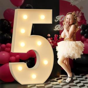 Light up Numbers 5, 3FT Giant Marquee Numbers for 15th 45th 50th Birthday Decoration, Large Light Up Numbers for Anniversary Party Decor, Pre-Cut Foamboad Mosaic Numbers