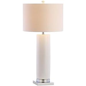 JONATHAN Y JYL8021A Dallas 31.5" Ceramic LED Table Lamp Contemporary Transitional Bedside Desk Nightstand Lamp for Bedroom Living Room Office College Bookcase LED Bulb Included, White/Chrome
