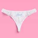 xo, Fetti White Ruffle Bride Thong, S/M/L | Embroidered Underwear, Bridesmaid Gift, Bridal Shower Lingerie, Outfit Accessory (White, L)