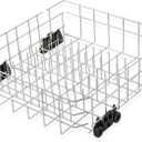 Upgraded W10728159 Dishwasher Lower Rack Stainless Steel Replacement Parts for Maytag Kitchenaid Dishwasher Rack W10525646 W10780925 Dishrack Whirlpool Kenmore Dishwasher Bottom Rack Assembly Wheels