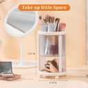 4 x Makeup Brush Holder, 2 Tier Clear Cosmetic Tools Organizer, Round Makeup Organizer for Vanity Countertop (Milky White)