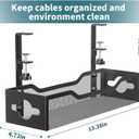 Under Desk Cable Management Tray No Drill, Metal Mesh Cable Management Under Desk with Clamp Mount, 2 Hole Cable Tray with Wire Management and Cord Organizer for Home Office Standing Desk