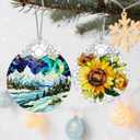 Stained Glass Ornament, Christmas Ornaments, Christmas Decorations for Tree, Holiday Ornament, Gifts for Nature Lovers, Holiday Party Gifts, Gift Ideas & Xmas Gift - Mountain Landscape