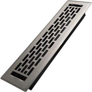 Howeall 2x12 Inches Heavy Duty Walkable Floor Register - Easy Adjust Air Supply Lever Decorative Floor Vent Covers - Boston Design Vent Covers for Home - Satin Nickel
