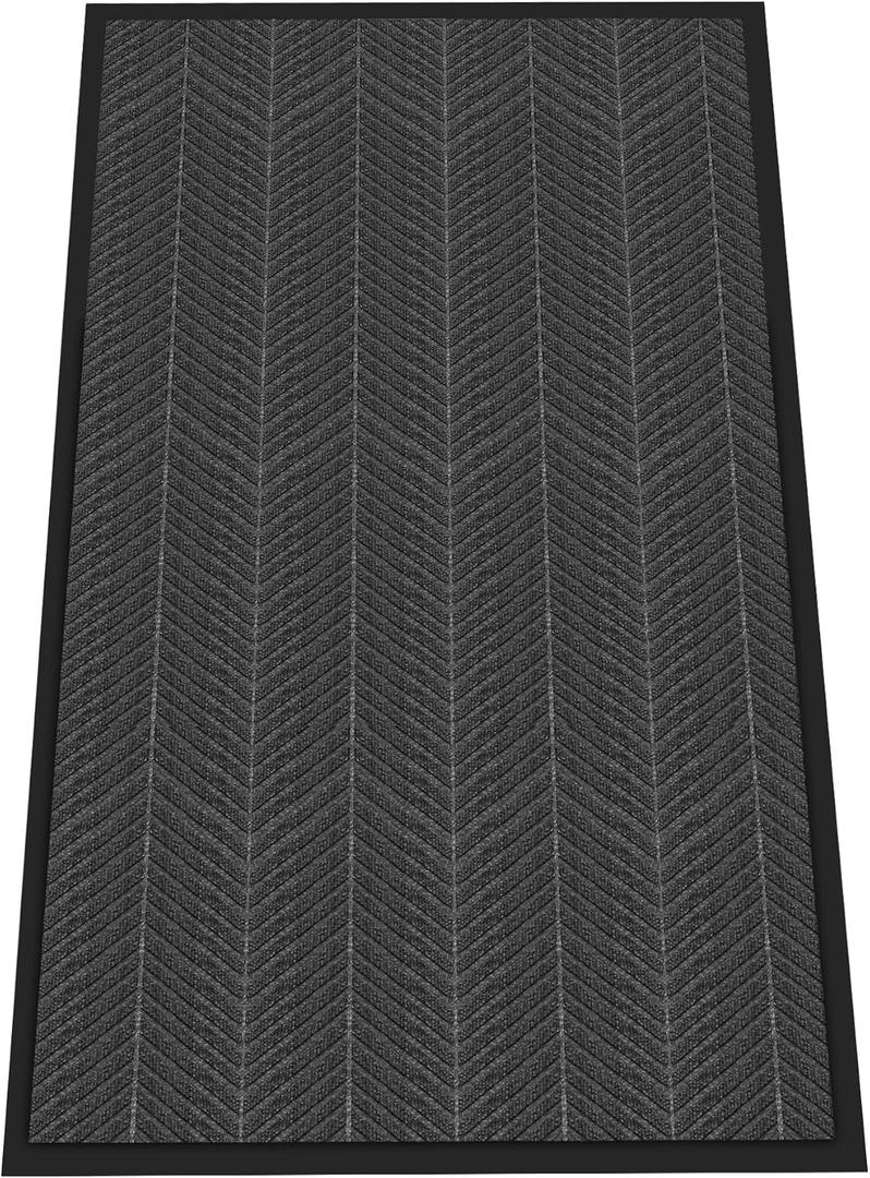 Commercial Grade Door Floor Mat 3FTx6FT Striped Brush Step Entrance Mat with Rubber Backing Stain Resistant Door Mat All-Weather Non Slip Backing Doormat for Indoor/Outdoor, Office, Home, Garage, 3x6FT