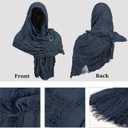 Zwirelz Wrap Dune Wasteland Hooded Shawl With Viking Brooch Cowl Scarf Rogue Medieval Viking Cloak Renaissance Costume Cape (78.7 x 27.5 inches, Navy)