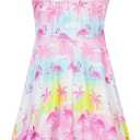 Girls Summer Sundress Adjustable Strap Cami Dress Spaghetti Strap Dresses Size 4-13 (8-9 Years, A3 Flamingo 01)