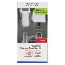 ZGear Power Plus Charging Essentials 3 Pc Kit 7.5Watt 4Ft
