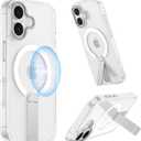 for iPhone 17 Case with Stand, TPU Camera Covered Control, Military-Grade Shockproof Protection, Magnetic Adjustable Kickstand Phone Case for iPhone 17, Compatible with MagSafe Accessories, Clear