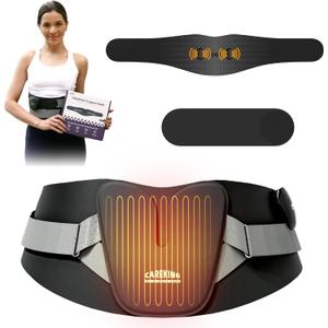 Cordless Heating Pad for Lower Back Pain Relief, Wireless Back Massager with Heat & 3 Vibration Modes, Lumbar Support Belt for Men & Women, Portable Gift for Dad, 59'' Rechargeable